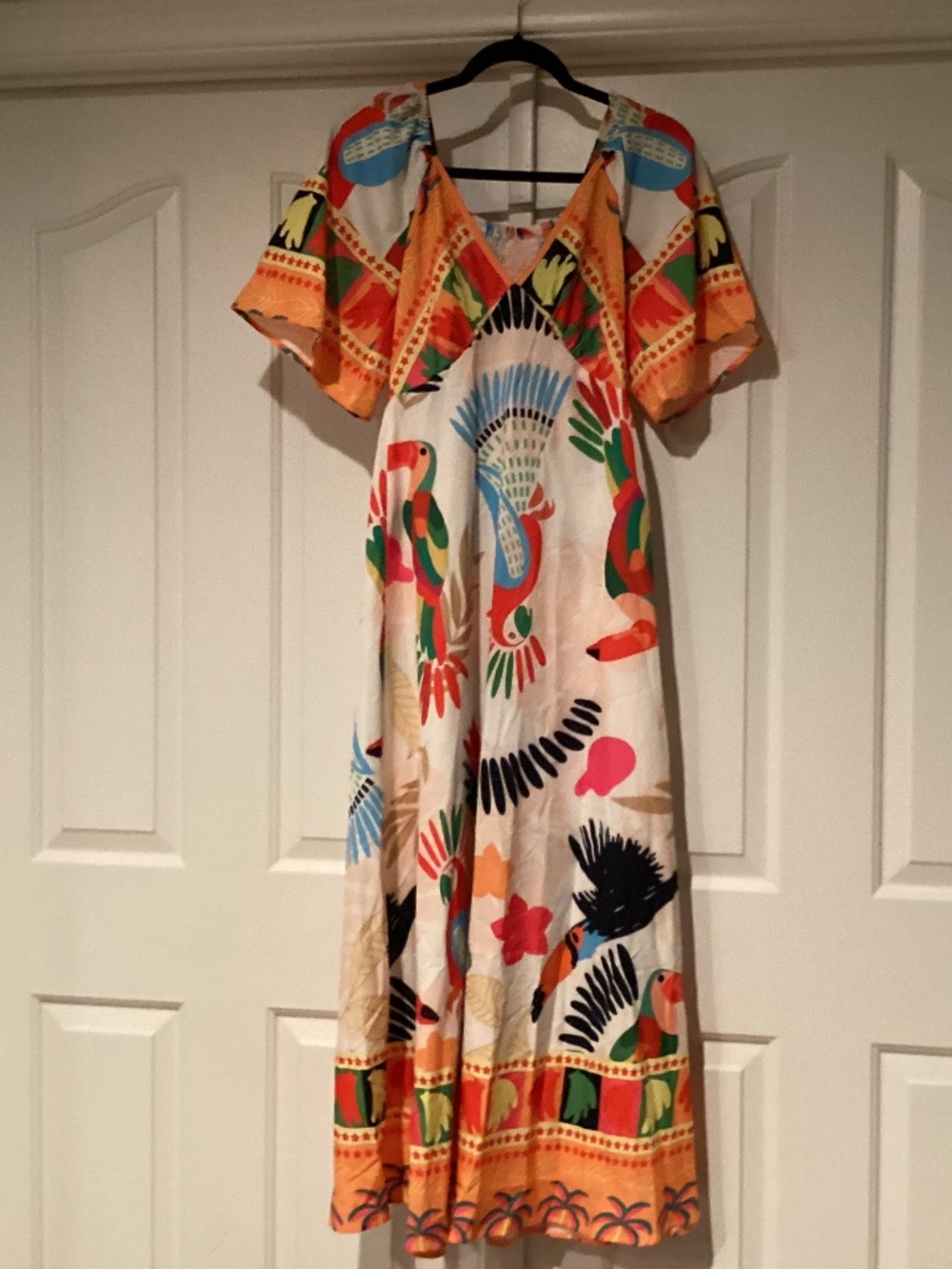 Jan Ping Women Abstract Design Dress, Size Small, Color Orange Multi Color NWT